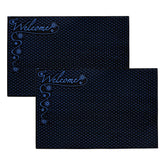 Heart Home Door Mat | Rubber Mud Trapper Mat | Welcome Mat | Floor mat | Door Mat for Home Entrance | Bathroom Mat | Entry Way Doormat | Pack of 2 | Black & Blue